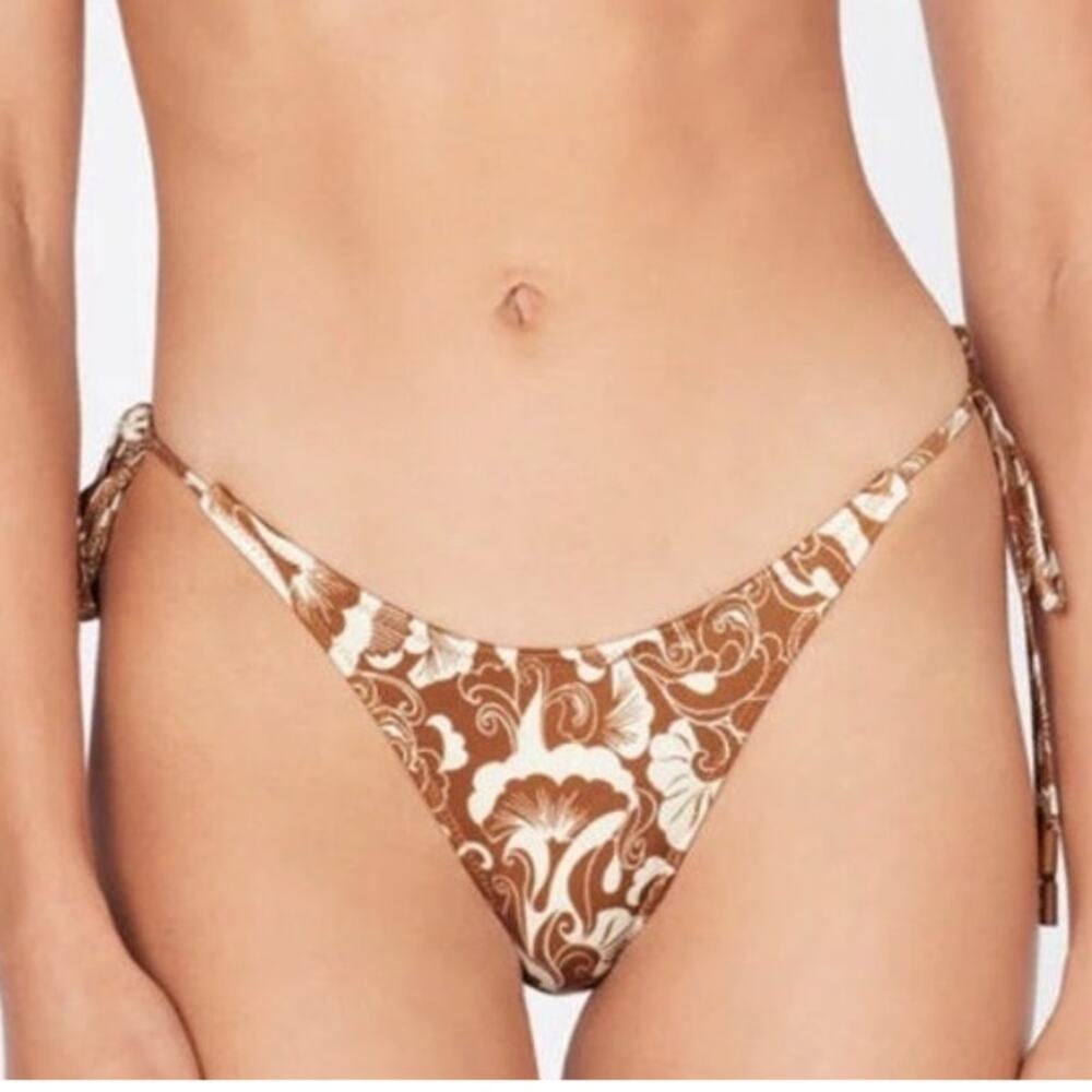 NWT Triangl Vinca Grecia Side Tie Bikini Bottoms Brown Paisley Size L Large